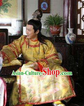 Chinese Ancient Ming Dynasty Imperial Robe Emperor Zhu Yijun Replica Costume for Men