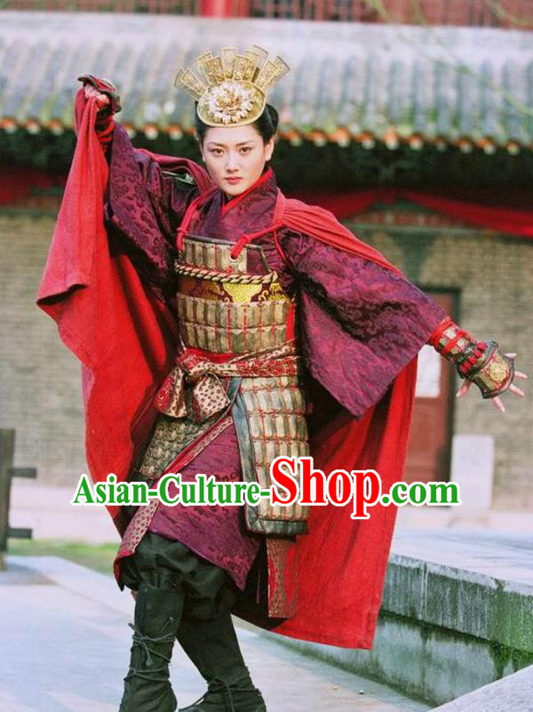 Ancient Chinese Song Dynasty Yang Family Female General Replica Costume Helmet and Armour for Women