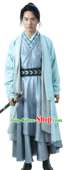 Ancient Chinese Song Dynasty Swordsman Embroidered Replica Costume for Men