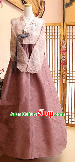 Korean Traditional Tang Garment Hanbok Formal Occasions Pink Dress Ancient Costumes for Women