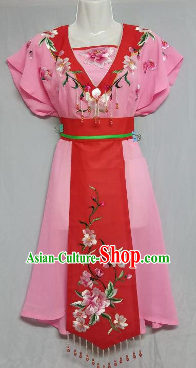 China Traditional Beijing Opera Maidservants Costume Chinese Peking Opera Maid Pink Dress