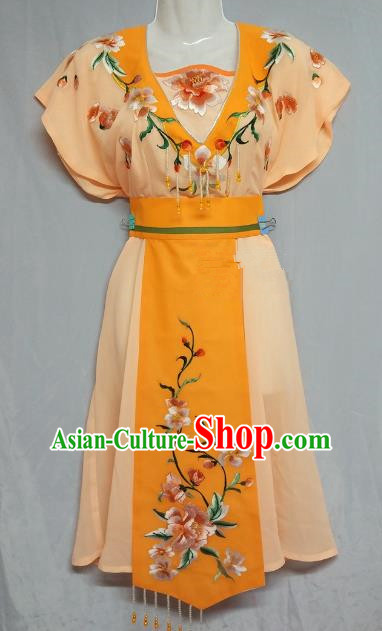 China Traditional Beijing Opera Maidservants Costume Chinese Peking Opera Maid Orange Dress