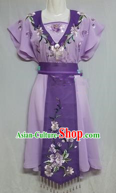 China Traditional Beijing Opera Maidservants Costume Chinese Peking Opera Maid Purple Dress
