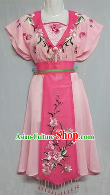 China Traditional Beijing Opera Maidservants Costume Chinese Peking Opera Maid Light Pink Dress