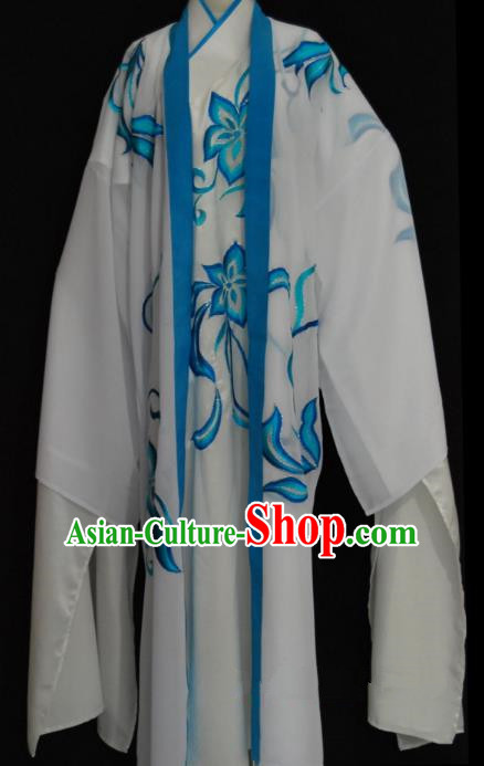 China Traditional Beijing Opera Niche Blue Pattern Robe Chinese Peking Opera Gifted Scholar Costume