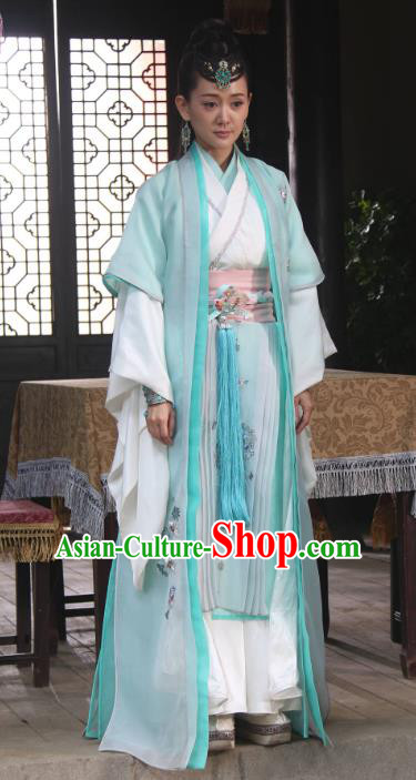 Chinese Song Dynasty Princess Green Dress Ancient Palace Lady Hanfu Replica Costume for Women