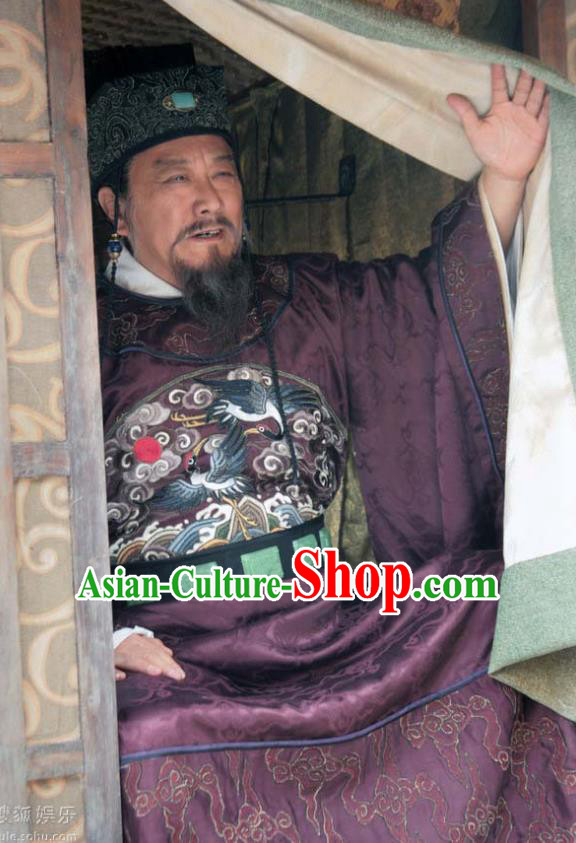 Chinese Song Dynasty Politician Wang Anshi Clothing Ancient Litterateur Replica Costume for Men