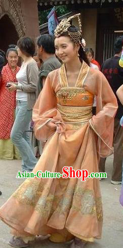 Chinese Ancient Song Dynasty Khotan Kingdom Princess Embroidered Dress Replica Costume for Women