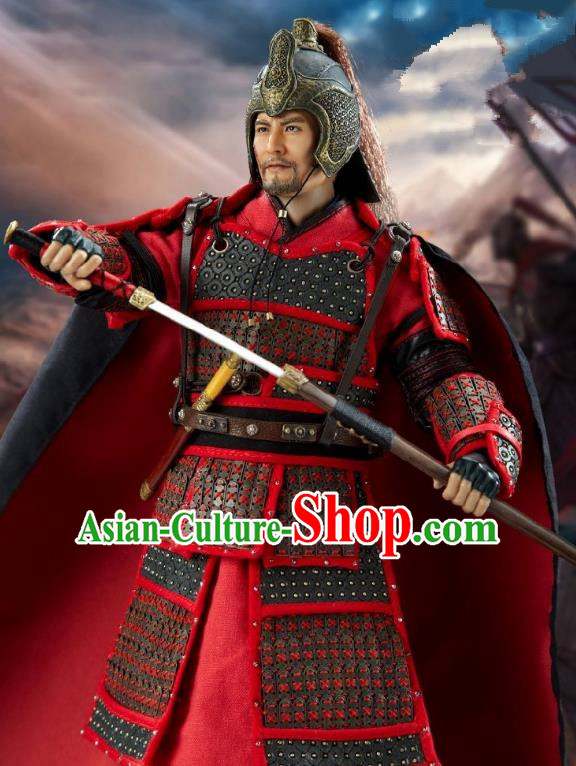Ancient Chinese Song Dynasty General Yueh Fei Replica Costume Helmet and Armour for Men