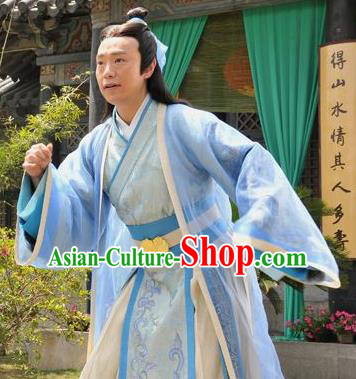 Chinese Ancient Song Dynasty Poet Scholar Replica Costume for Men