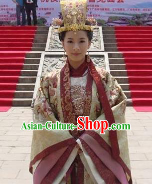 Chinese Ancient Song Dynasty Zhenzong Empress Embroidered Replica Costume for Women