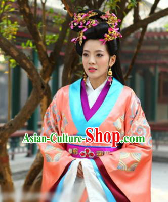Chinese Ancient Song Dynasty Courtesan Li Shishi Embroidered Replica Costume for Women