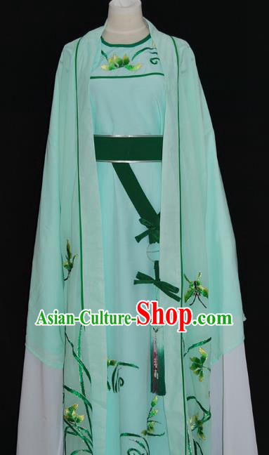 China Traditional Beijing Opera Niche Embroidered Orchid Costume Chinese Peking Opera Scholar Green Robe for Adults