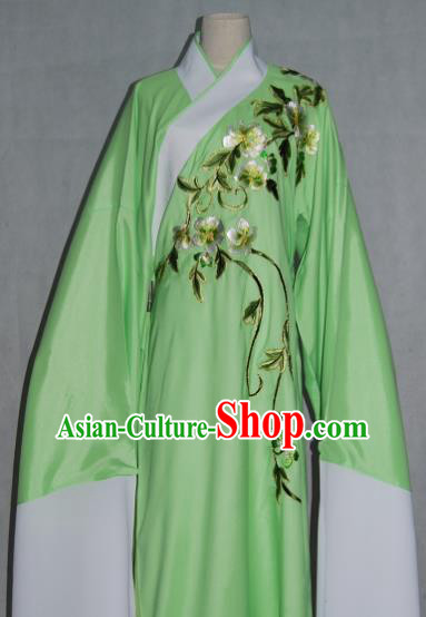China Traditional Beijing Opera Niche Costume Embroidered Flowers Green Robe Chinese Peking Opera Scholar Clothing for Adults