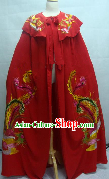 China Traditional Beijing Opera Embroidered Red Cloak Chinese Peking Opera Actress Costume