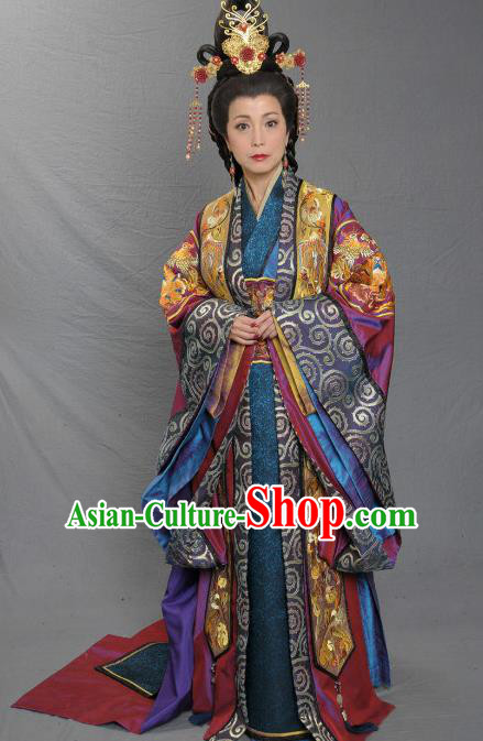 Ancient Chinese Song Dynasty Palace Lady Empress Dowager Replica Costume and Headpiece Complete Set for Women