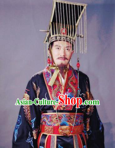 Chinese Ancient Song Dynasty Huizong Emperor Calligrapher Zhao Ji Replica Costume for Men