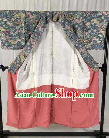 Asian Japan Palace Printing Kimono Formal Costume Furisode Kimonos Ancient Yukata Dress for Women