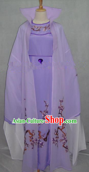 China Traditional Beijing Opera Embroidered Plum Blossom Purple Robe Chinese Peking Opera Scholar Costume for Adults