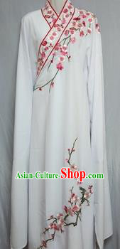 China Beijing Opera Embroidered Plum Blossom White Robe Chinese Traditional Peking Opera Scholar Costume for Adults