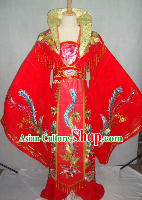 Traditional China Beijing Opera Diva Embroidered Red Dress Chinese Peking Opera Empress Costume