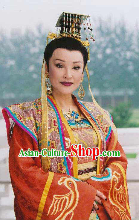 Chinese Traditional Tang Dynasty Wu Zetian Embroidered Dress Queen Replica Costume for Women