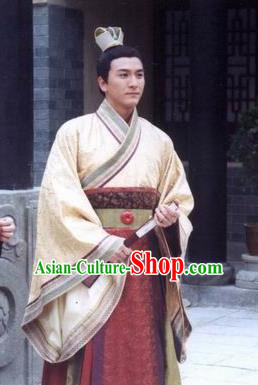 Traditional Chinese Tang Dynasty De Emperor Li Kuo Hanfu Replica Costume for Men