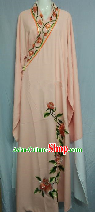 China Beijing Opera Lang Scholar Niche Costume Pink Embroidered Peony Robe for Adults