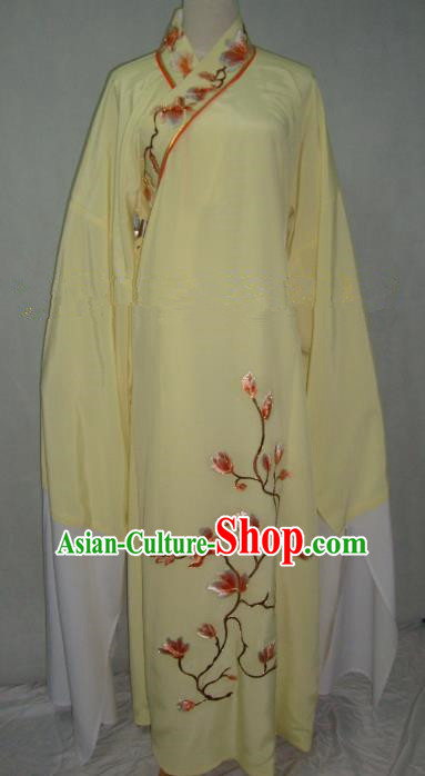 China Beijing Opera Scholar Niche Costume Embroidered Mangnolia Yellow Robe for Adults