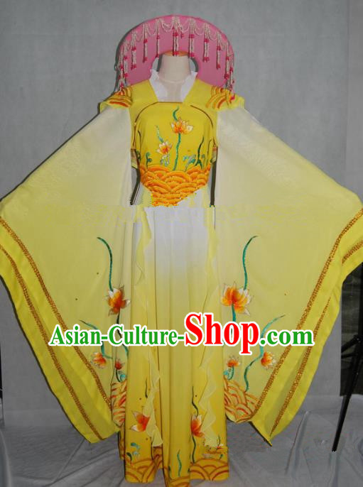 Traditional China Beijing Opera Yellow Dress Chinese Peking Opera Diva Embroidered Costume