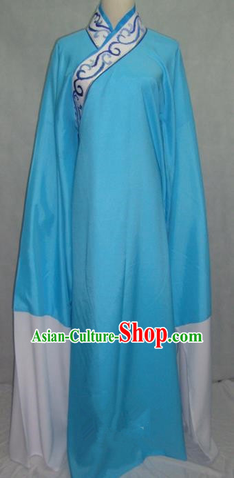 Traditional Chinese Beijing Opera Niche Scholar Costume Beijing Opera Blue Robe for Adults
