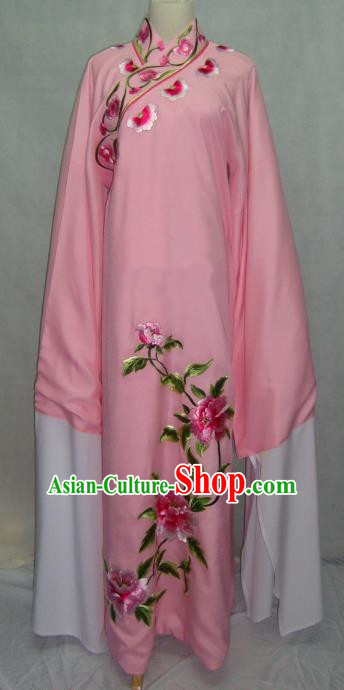 Traditional Chinese Beijing Opera Niche Scholar Embroidery Peony Costume Beijing Opera Pink Robe for Adults