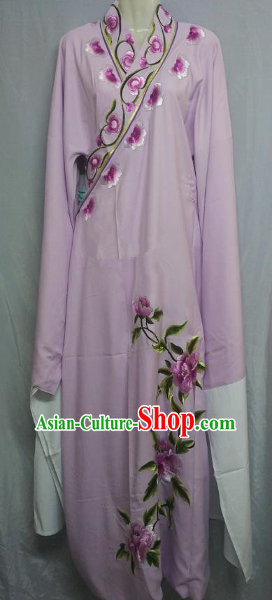Traditional Chinese Beijing Opera Niche Scholar Embroidery Peony Costume Beijing Opera Purple Robe for Adults