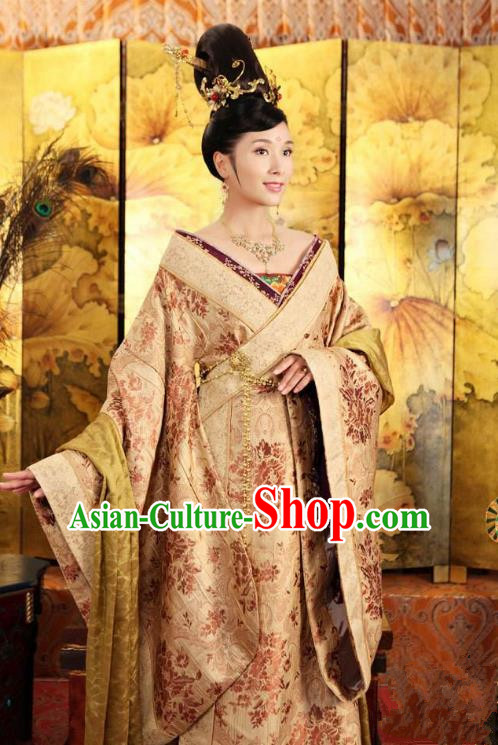 Chinese Traditional Tang Dynasty Princess Tai Ping Palace Replica Costume for Women