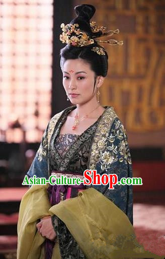 Chinese Ancient Tang Dynasty Female Officials Shangguan Wan-Er Embroidered Dress Palace Replica Costume for Women