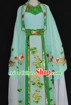 Traditional Chinese Beijing Opera Niche Costume Scholar Embroidery Green Robe for Adults