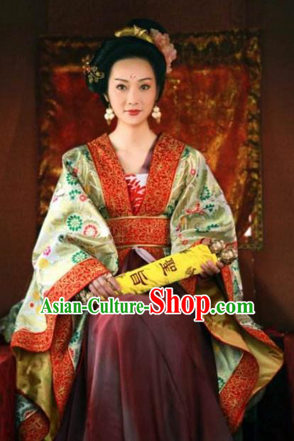 Ancient Chinese Tang Dynasty Imperial Concubine Embroidered Hanfu Dress Replica Costume for Women