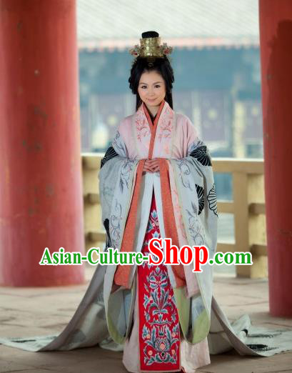 Chinese Han Dynasty Ancient Princess Hanfu Embroidered Dress Costume for Women