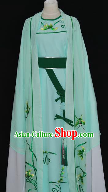 Traditional Chinese Beijing Opera Orchid Green Costume Peking Opera Niche Clothing for Adults