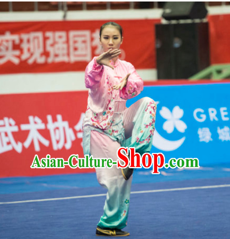 Top Female Gong Fu Uniform Kung Fu Suit Kung Fu Uniform Chinese Jacket Taiji Clothes Dress Dresses Kung Fu Clothing Embroidered Tai Chi Suits Custom Kung Fu Embroidery Uniforms
