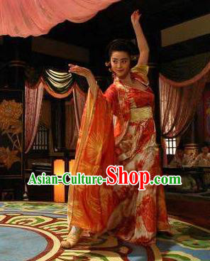 Ancient Chinese Tang Dynasty Consort Yang Embroidered Dance Dress Palace Lady Replica Costume for Women