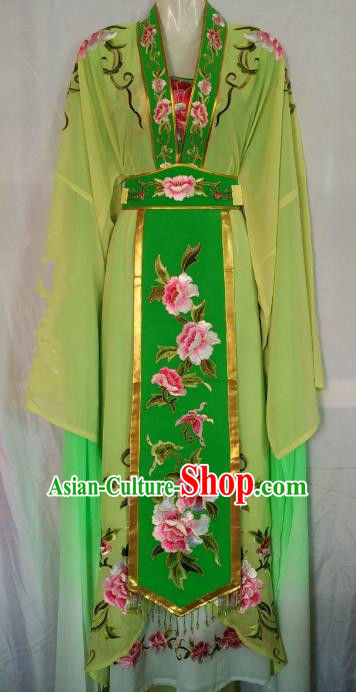 Traditional Chinese Beijing Opera Diva Embroidered Costume Peking Opera Young Lady Green Dress