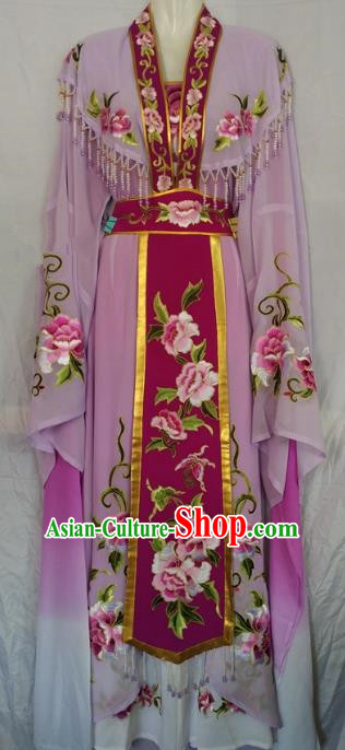 Traditional Chinese Beijing Opera Diva Embroidered Costume Peking Opera Young Lady Purple Dress