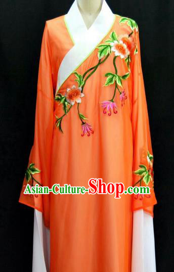 Traditional Chinese Beijing Opera Embroidered Water Sleeve Robe Peking Opera Niche Orange Costume for Adults