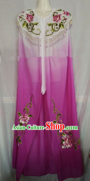 Traditional Chinese Beijing Opera Purple Embroidered Cloak Professional Peking Opera Diva Clothing