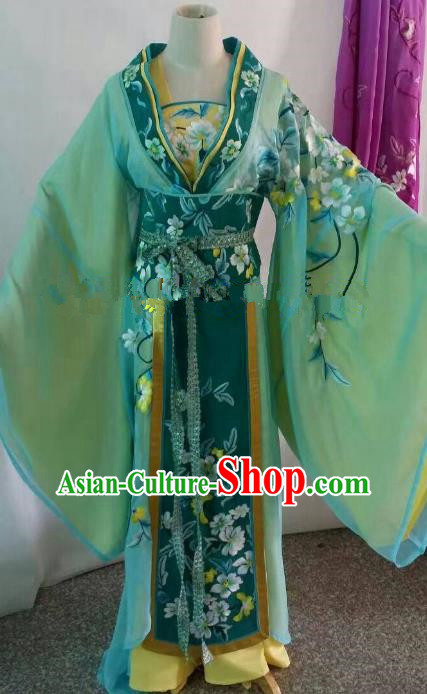 Traditional Chinese Beijing Opera Palace Lady Embroidered Green Dress Professional Peking Opera Diva Clothing