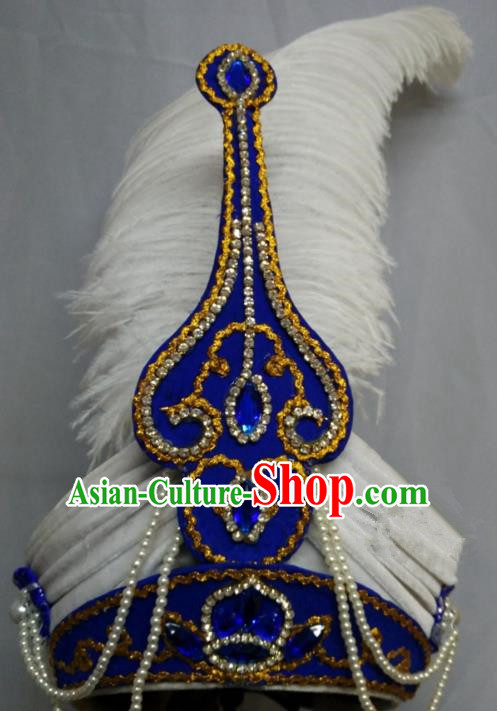 China Traditional Beijing Opera Prince Hair Accessories Chinese Peking Opera Niche Feather Hats for Men