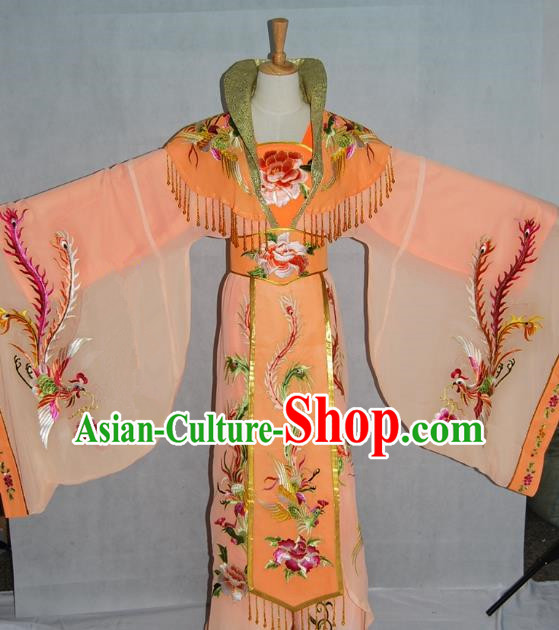 Traditional Chinese Beijing Opera Imperial Empress Costume Professional Peking Opera Diva Orange Dress
