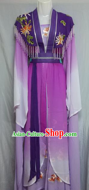 Top Grade Chinese Beijing Opera Actress Purple Dress China Peking Opera Nobility Lady Costume