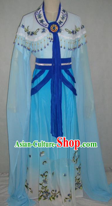 Top Grade Chinese Beijing Opera Princess Costume China Professional Peking Opera Blue Dress